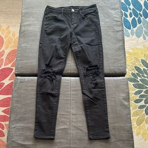 American Eagle Outfitters Black Distressed Skinny Jeans
